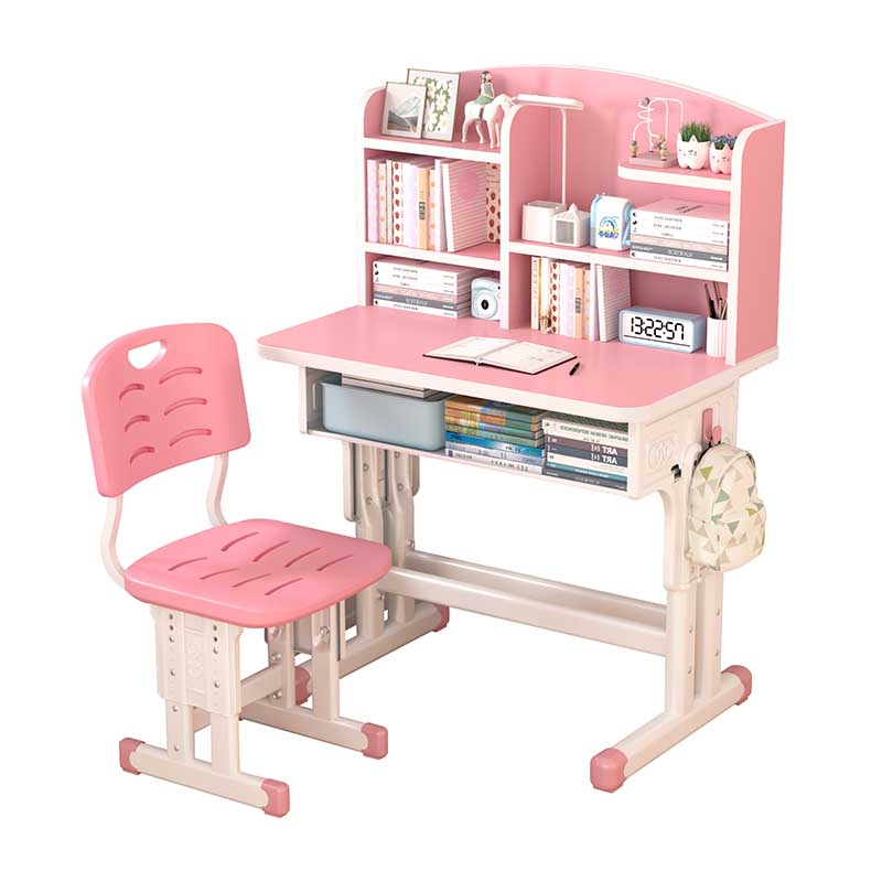 Children's study table simple desk bookshelf primary school students home liftable boys and girls writing desk combination set